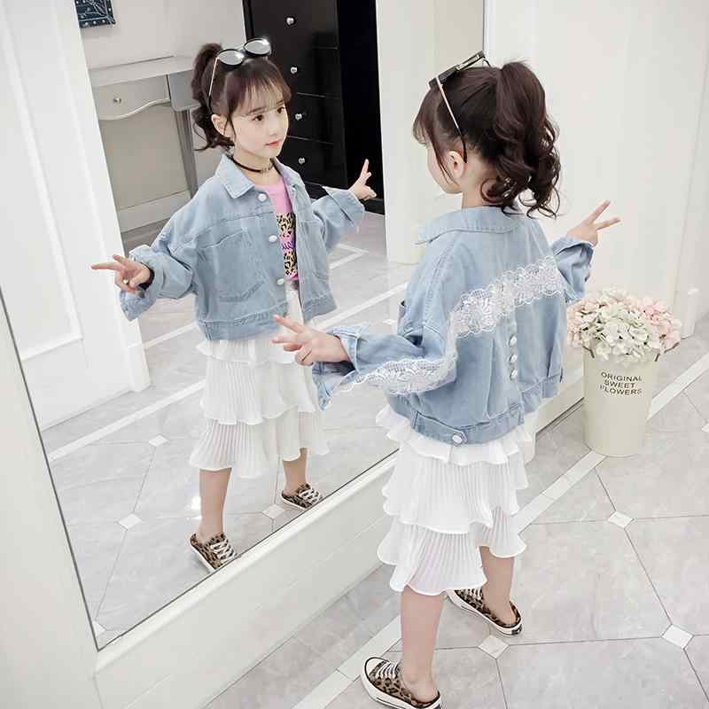 キッズ女児 デニムジャケット 春夏 接触冷感 綿 花柄 レース 花辺 かわいい プリンセス スタイリッシュ 短丈 シングルブレスト ライトウェイト 夏服 トップス ブルー 110cm 120cm 130cm 140cm 150cm 160cm