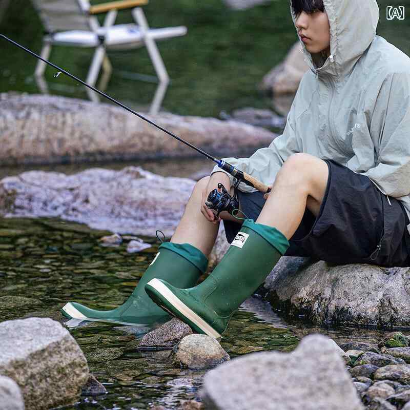 夏の 新型 雨 靴 男性 用 高 筒 防水 滑り 止め 耐 摩耗 性 PVC 水 靴 カバー 屋外 作業 靴 卸売り