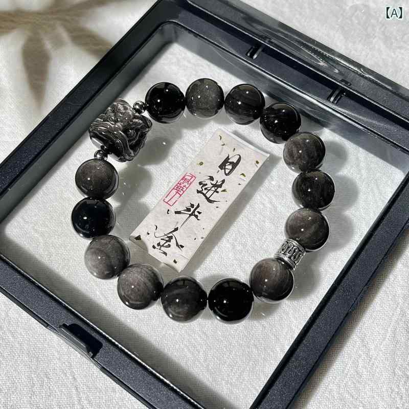 新しい タイプの 銀 曜石の ブレスレットの カップルの 高級 感の 贈り物の 男女の 金の 皿は 手の 串の 文を 遊んで 仏 珠の 数珠の 卸売りを 遊びます。