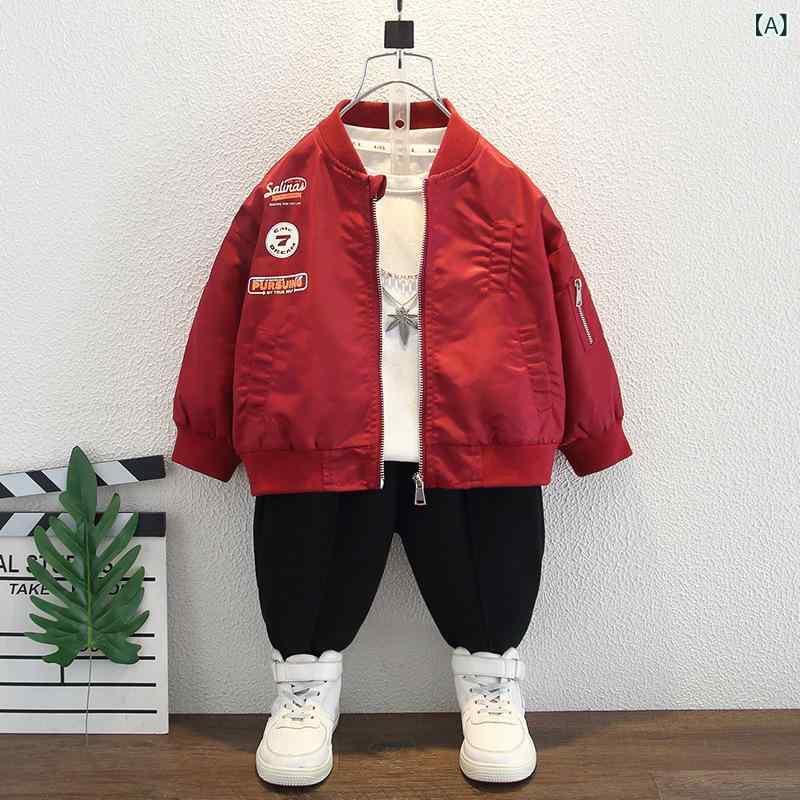 男児の 赤い コート 春秋 モデル 2025の 新しい 子供の 春の 服装が 格好いい ファッションの クールな 子供の 野球 服の ジャケット 4,628円