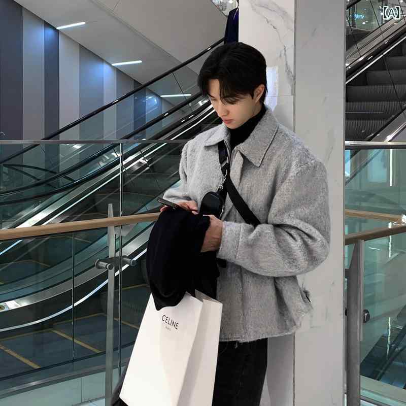 韓国 版の 格好のいい 遊撃手 印字機の 毛です。 厚地の外套の 成人男性の 流行り物は 心地好いで ゆったり して います。