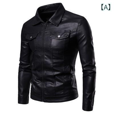 毛皮の 服の 男の 秋冬の 新型の 韓国 版は 短い ファッションの 襟の 男性の 皮の コートの ファッションの ブランドの 機関 車の 服の ジャケットの 男を 修理 します。