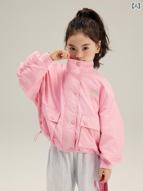2024 春の 新型 子供 カジュアル 純 色 ジャケット 軽薄で 通気 性の ある 女の子 コート 赤ちゃん 工 装 コート