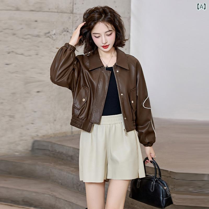 専門 店の 規格 品の 海 寧の本 革の 服の 女性の ブランドの 春秋 韓国 版の 百 合の ゆったり して いる 大きい サイズの 綿羊の 皮の ジャケットの 卸売り