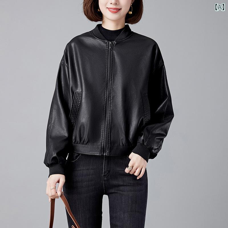 専門 店の本 革の 皮の 服の 女性の 2024 年の 春と 秋の 新型の 韓国 版の 気質は ゆったり して いて 痩せて います。