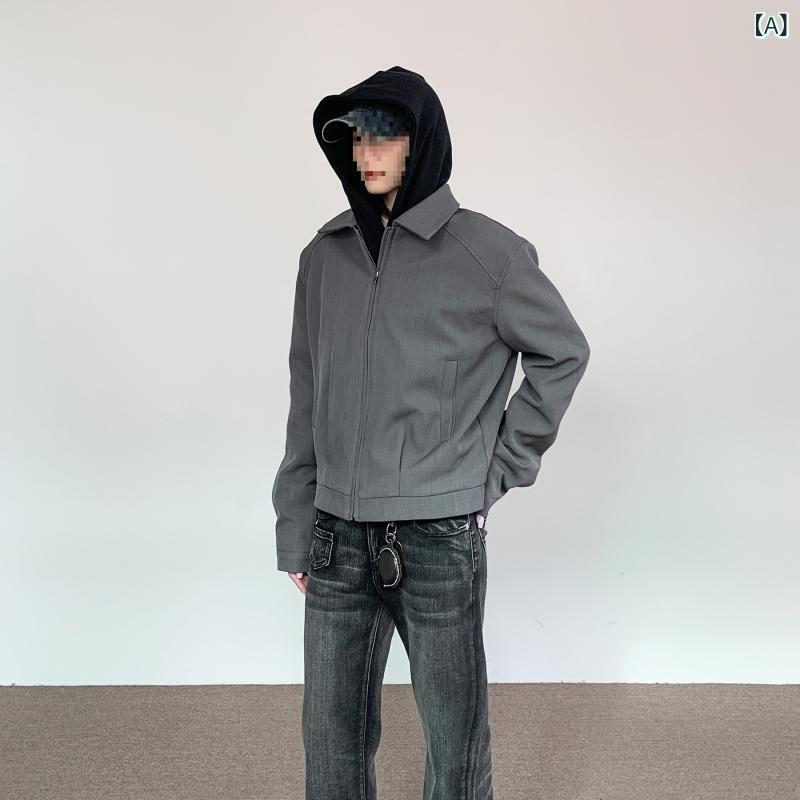 アメリカの レ トロな 肩の スーツの ジャケットの 男性の ファッションの 大衆の デザイン 感の カジュアルな ファスナーの 短い コートの 上着