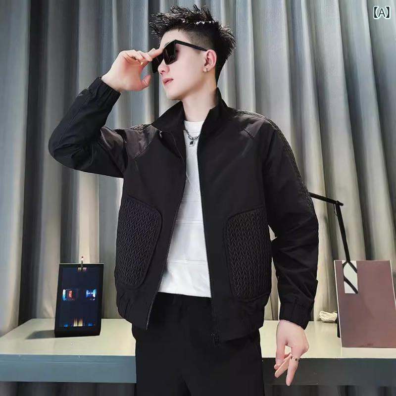 ファッション ブランドの ごろつきの ハンサムな ショート コートの 男性の 春秋の ファッション ジャケットの 男性の 金の 2024の 新型の 男性の 春 服の 上着