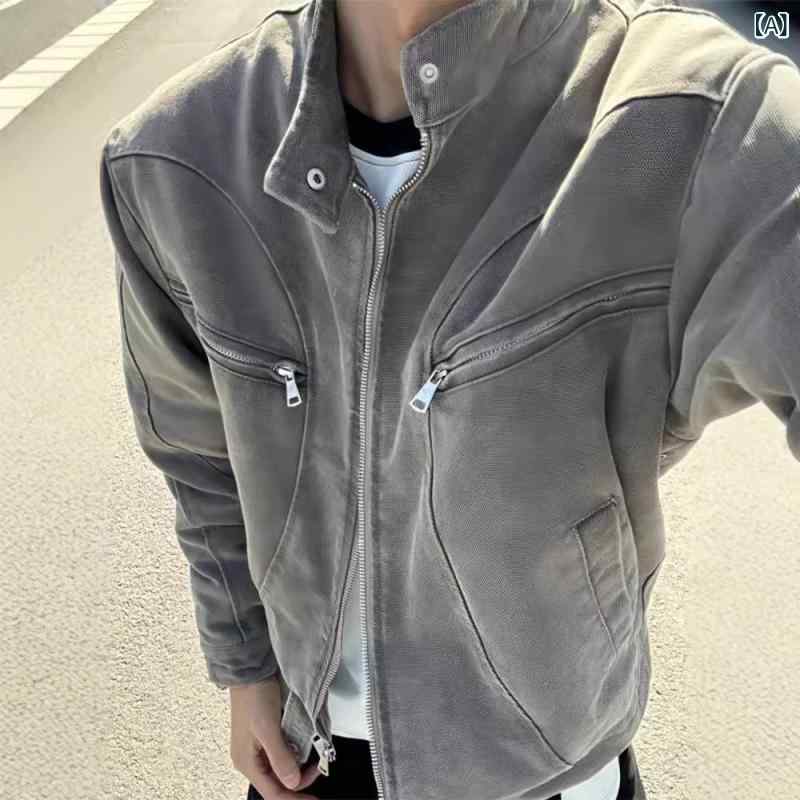 西部の デニムの コートの 男性の 春秋の 新型の アメリカの 復古の ファスナーの ヴィンテージの レジャーの 仕事の 服の ジャケットの 上着