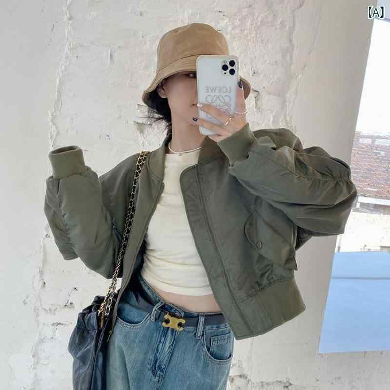 軍の 緑の 野球 服の 女性 2023 春と 秋の 韓国 版 カジュアルオーバーサイズの ショート ジャケットの 上着