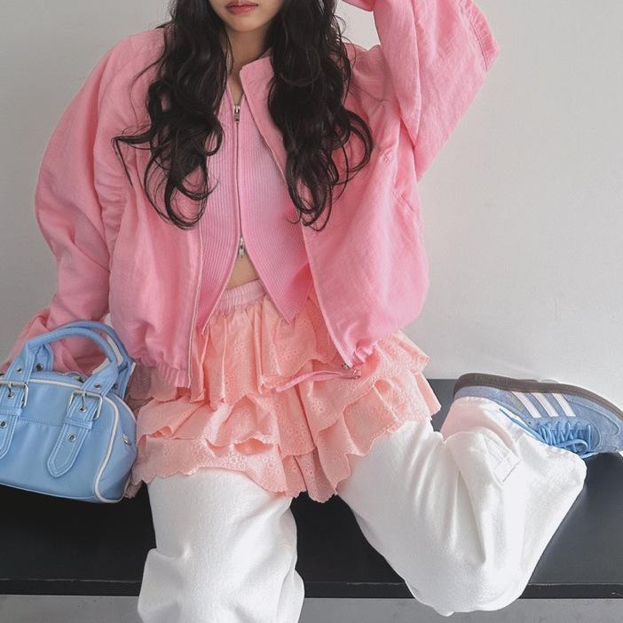 Ins 韓国 東大門 婦人 服 高 商品 立 襟 ファスナーショートコート