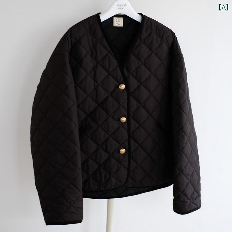 現品 モデル mood 黒 v ネック ジャケット 24 新作 韓国 版 格子縞単 列 ボタン ショート タイプ 綿服 コート 女性