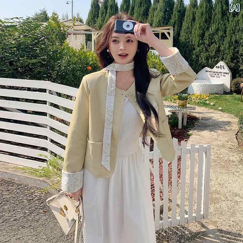 韓国の 丸首の単 列は レースの リボンの デザイン 感が あります。｜LiLishop6