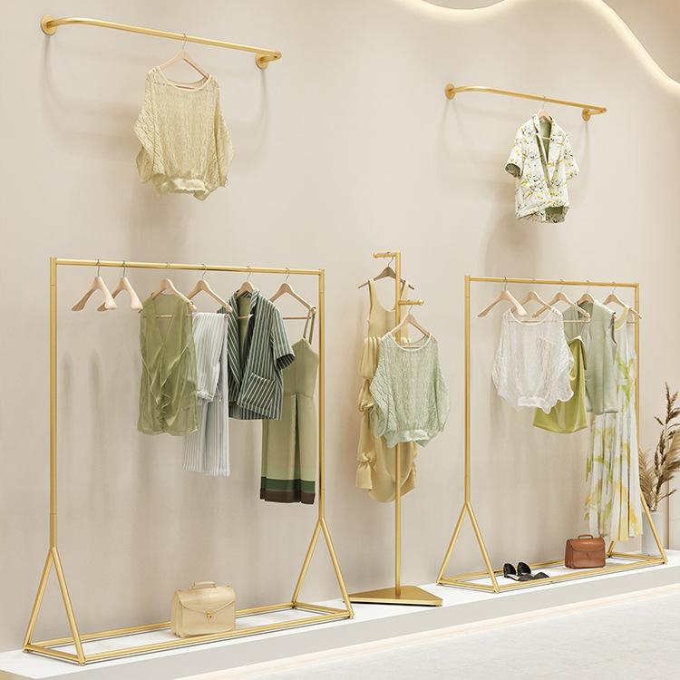 衣類ディスプレイラック 金属 衣店用 ハンガーラック 子供服 アイアン 棚 女性服 展示ラック 現代 シンプル 多機能 ゴールド 厚手 直線型 Z型 ハート型 フック付き バッグ用 ラウンドパイプ スクエアパイプ