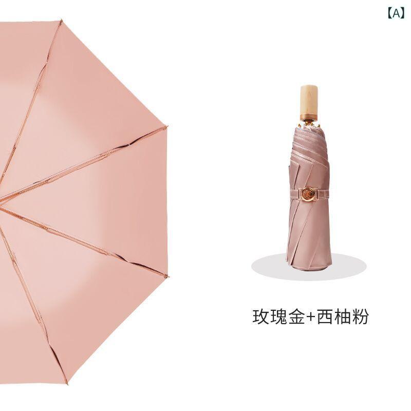 折りたたみ 晴雨兼用 傘 レディース 折り畳み傘 小型 軽量 コンパクト UVカット UPF50以上 防紫外線 遮光 撥水加工 衝撃布 210T 密度 8本骨 ファイバー フレーム プラスチック ハンドル 手動開閉 ダブルレイヤー 紫外線対策 雨の日 晴