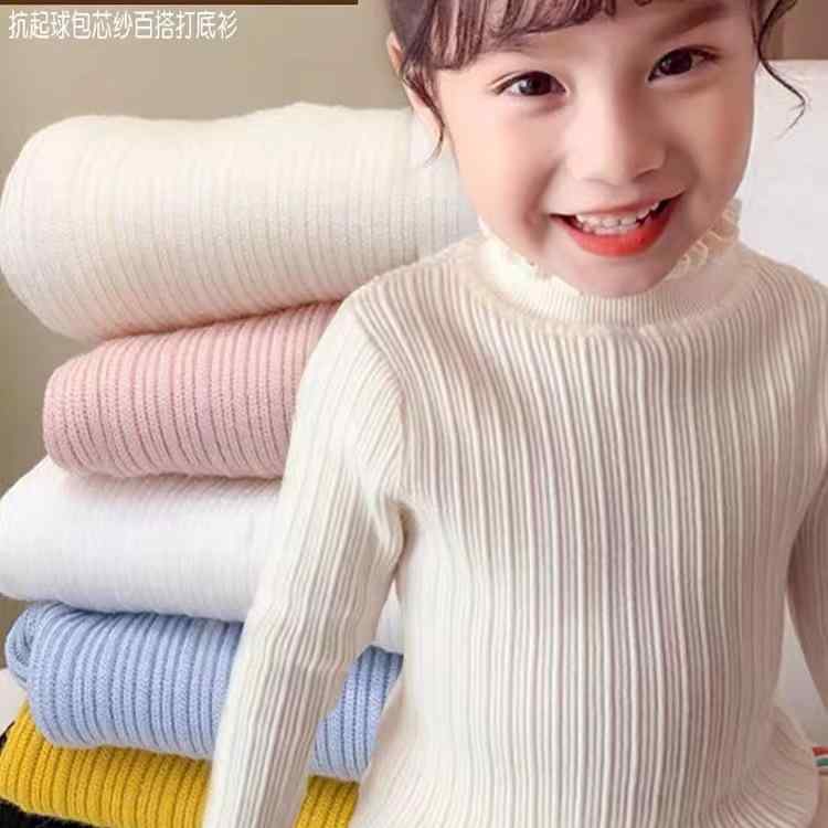 女児 セーター セットイン 秋冬 キッズ トップス ニット かわいい 切り替え 丸首 長袖 柔軟 加工 ?? 混紡 生地 普通 厚み 純色 ベースレイヤー 田園 スタイル 糖果 カラー 子供 服 ユニセックス 中小児 3 ～ 8 歳 対応 90 ～ 15