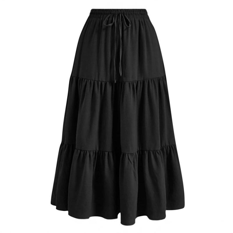 スカート レディース 半身スカート ロング丈 純色 切り替え プリーツ ウエストゴム ポケット 付き ポリアエステル 素材 通勤用 普段使い 気質 スタイル 優雅 デザイン ブラック ネイビー ミリタリーグリーン ワインレッド ブルー ピンク グレー イ