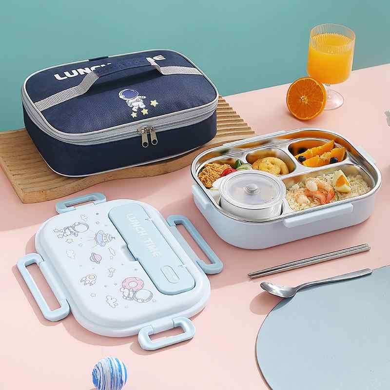 学生用 弁当箱 304ステンレス 食品衛生 4格 5格 1500ml 子供 学生 大人 かわいい グリーン イエロー ピンク パープル ブルー スープ容器 食器セット 持ち運び 保温バッグ 耐久性 安全 日常使い 通学 ランチ 軽量 漏れ防止