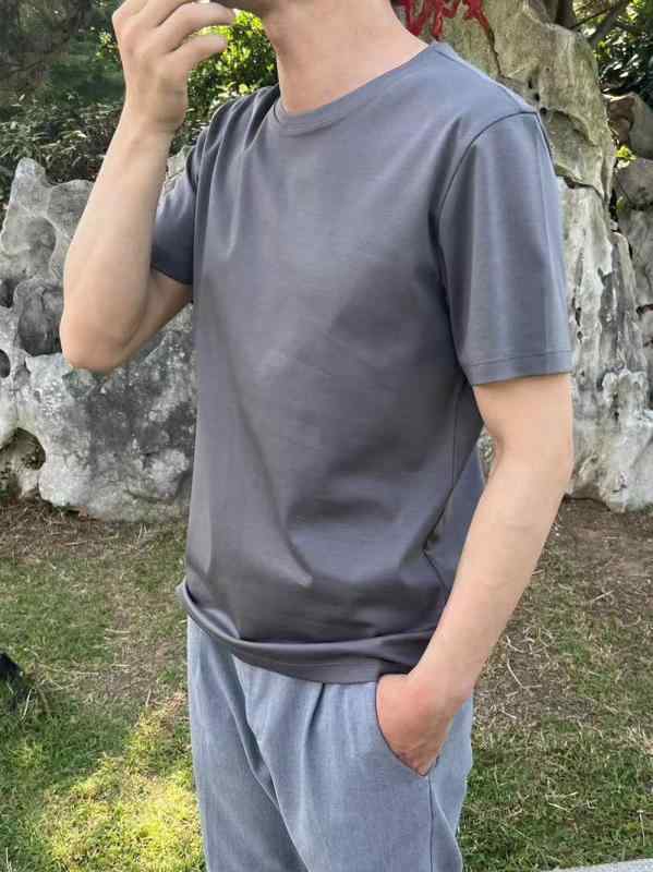 メンズ Tシャツ トップス 半袖 短袖 丸首 直筒型 ゆったり 綿100% シルクコットン 接触冷感 吸湿速乾 透気性 防シワ 春夏 秋 白色 ブラック グレー ピンク グリーン 男性用 青年向け 日常使い ファッション 軽量 色落ちしにくい