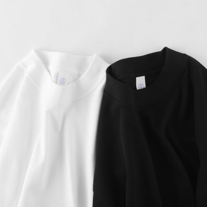 メンズ Tシャツ 長袖 丸首 落肩袖 綿100% 加厚 300g重み ゆったりシルエット 大きいサイズ 秋冬 透気性 吸湿速乾 耐久性 親肌 白色 ブラック ゆったりトップス インナー ルームウェア カジュアル 普段使い