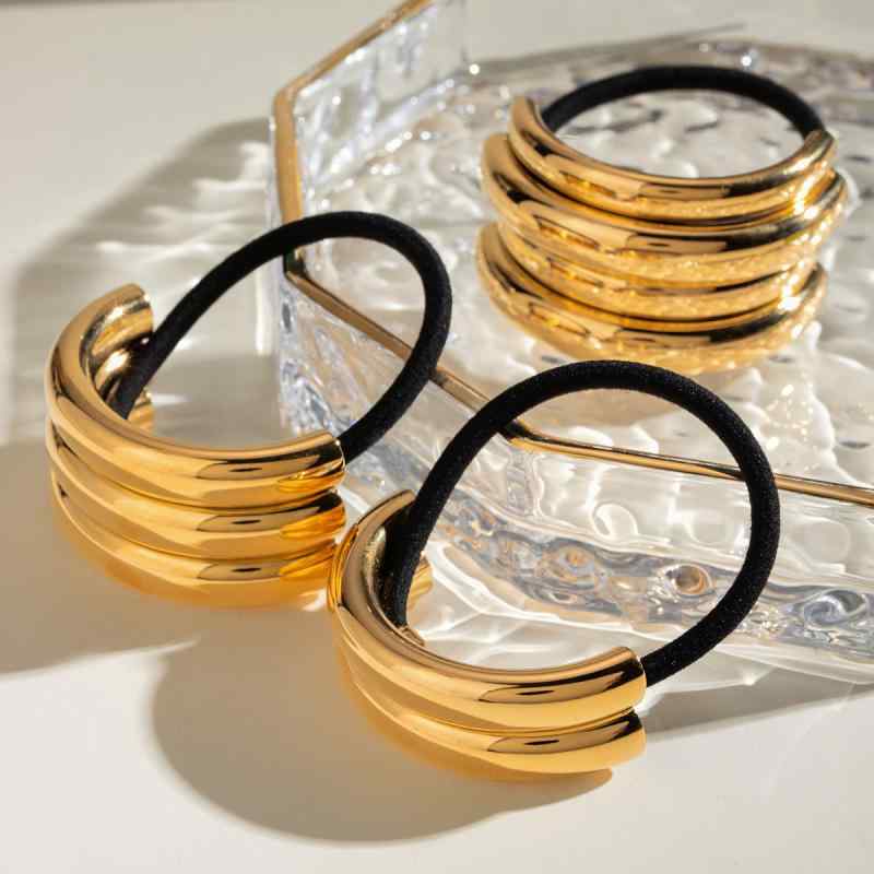 ヘアアクセサリー 女性用 発圈 ヘアゴム 頭縄 発飾 欧米風 チタン 18k 電気メッキ加工 リング 夏 インスピレーション スタイル 高弾力 軽量 個性 幾何学 デザイン ゴールド シルバー