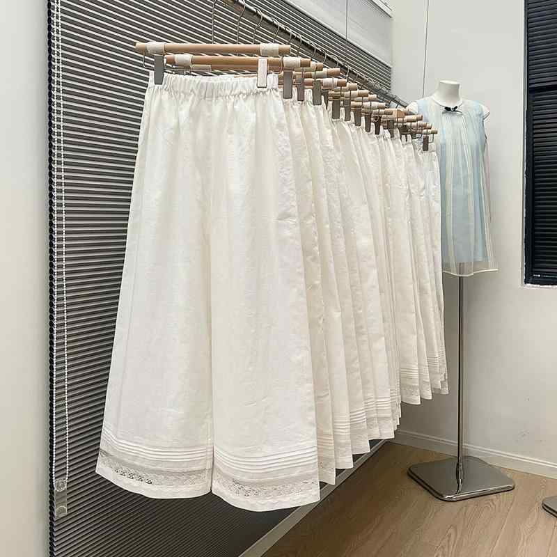 レディース ワイドパンツ 直筒 薄手 綿麻 接触冷感 乳白色 春夏 ロング丈 ポケット ミッドライズ 中弾力 レース 切り替え シンプル 御姐 私服 かわいい 軽量 吸湿速乾 通勤 普段使い アウトドア ビッグシルエット