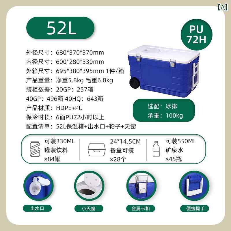 冷房装置ボックス席 52L 保冷 食料雑貨類用 保鮮 冷蔵 持ちはこぶ 室外 御釣り 難民キャンプ ピクニック 今日このごろ手みじか 表現スタイル 軽さ 耐久 PE 原料品 PU 断熱 72第四次元 守りつづける 食料雑貨類級 内胆 明かり採り 青色 商用 選りすぐり 拷問台付き添い人 手合い 氷まくら 嘱する