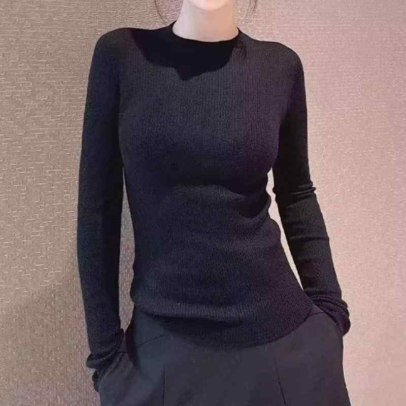 ニット トップス レディース 秋冬 長袖 丸首 修身 アルファベット プリント 羊? 混 気質 通勤 スタイル ブラック 豆緑 安コーラ 赤 ライトグレー 単品 セットアップ 可能 セットアップ コーデ 吸湿速乾 軽量 柔らかい ストレッチ 素材 ハイ