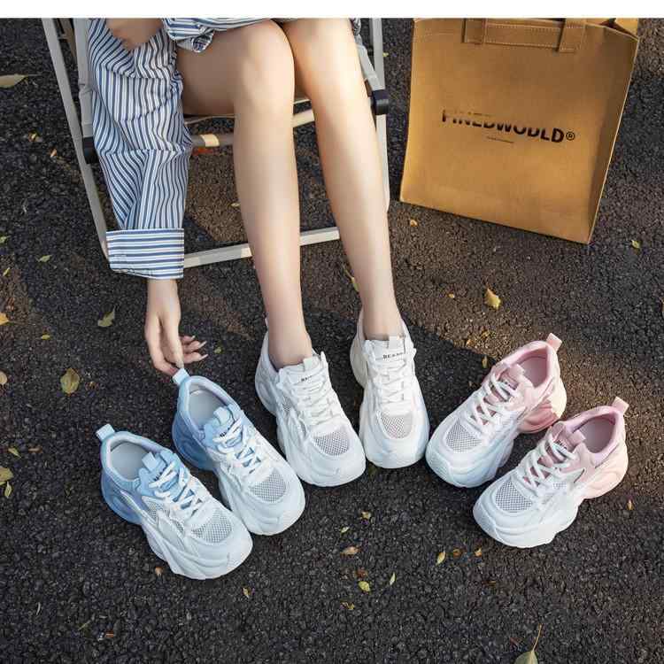 レディース スニーカー 厚底 学習者用 夏 春夏 秋 休? 増高 か細い 白 靴 老・別シューズ 愛くるしげ お姉さん用 メッシュ 系帯 雨合羽台 サクラ色系 青色系 超衣料繊維 牛革 PU底 布上昇限度 中腰 丸頭 へばり付く処理 透気 除臭 耐摩耗 座布団 揉み療治 役立つこと その他-サンダル