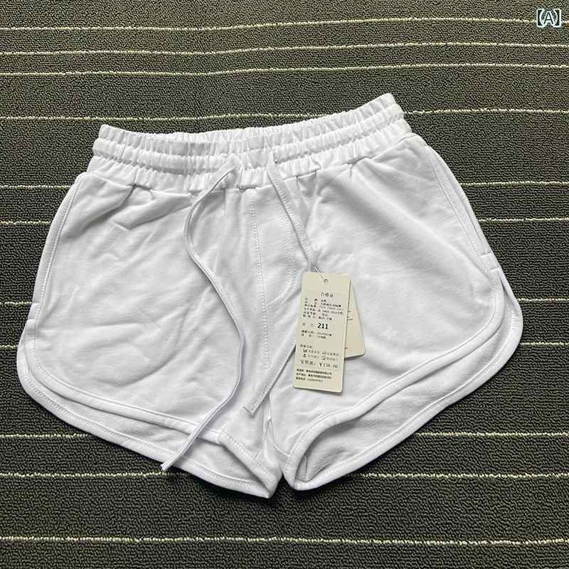 レディース ショートパンツ 夏 春夏 ランニング ビーチ ホットパンツ フィットネス ヨガパンツ ワイドレッグ ルームウェア ルーズフィット 中腰 ポケット付き コットン 毛布地 微弾性 切り替え 快適 ホワイト イエロー ブラック ライトグレー アイア