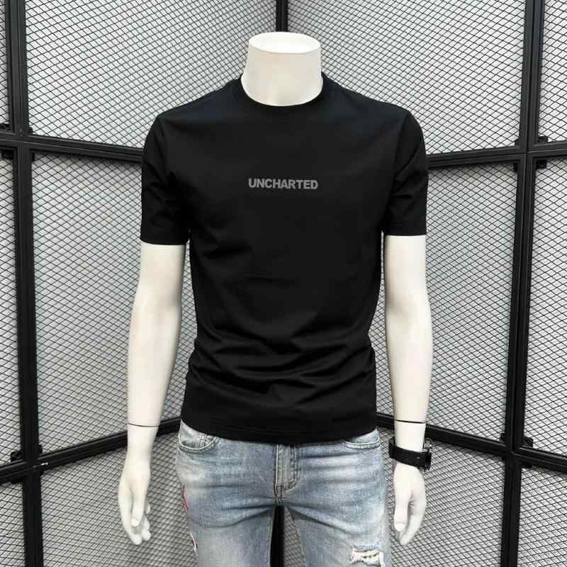 Tシャツ メンズ 夏用 綿 短袖 ゆったり ルーズフィット 丸首 プリント アルファベット 透気性 吸湿速乾 黒 白 ベーシック カジュアル 普段使い 修身シルエット 印花 幾何学柄 免?加工 普通厚み セットアップ 野球風 ストリートスタイル