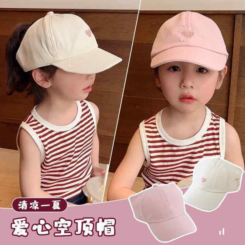 女児 帽子 キャップ 女の子用 野球帽 高めポニーテール 対応 夏用 防晒 空頂 鴨舌帽 太陽帽 透気 かわいい かわいい プリンセス風 童趣 春夏 米白色 ピンク ブラック ブラウン ハート柄 軽量 通気性 子供服 アクセサリー 4-10歳 対応 かわ