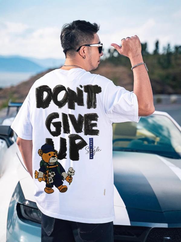 メンズ Tシャツ ビッグサイズ 短袖 夏用 綿素材 接触冷感 吸湿速乾 透気性 丸首 ルーズフィット プリント柄 日常使い かわいいカートゥーン柄 花柄 動物モチーフ カラフルデザイン
