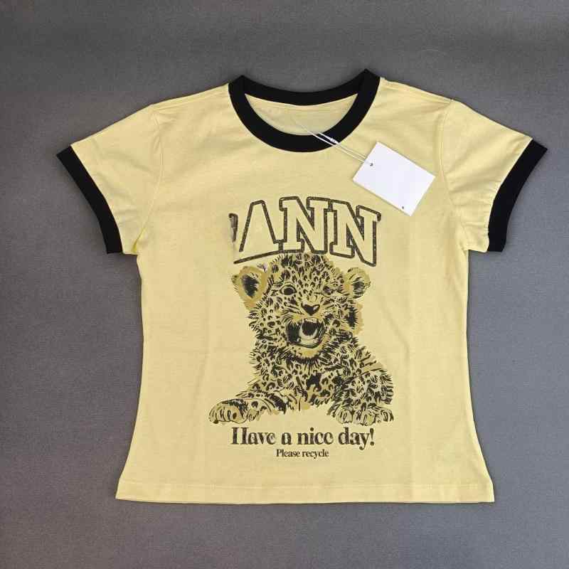 Tシャツ 女性用 夏 黄色 綿100% 短袖 丸首 スリムフィット タイガー柄プリント かわいい 爽やか スタイル 吸湿速乾 軽量 通勤 普段使い ビッグシルエット 切り替えデザイン