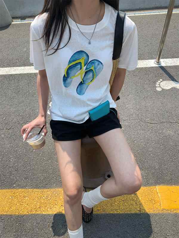 Tシャツ 女性用 夏 短袖 丸首 ゆったり かわいい カードプリント 綿混 接触冷感 吸湿速乾 日常カジュアル トップス 軽量 白色 ネイビー 韓国風 ルーズフィット