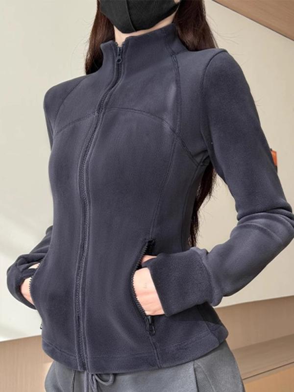 レディース 秋冬 切り替え フリース ジャケット 長袖 スタンドカラー ジップアップ 修身 シルエット ポリエステル 混 スパンデックス ストレッチ 吸湿速乾 軽量 中厚 普通丈 日韓 カジュアル スタイル ヨガ ウェア 部屋着 普段使い 通勤 トップス 5,312円