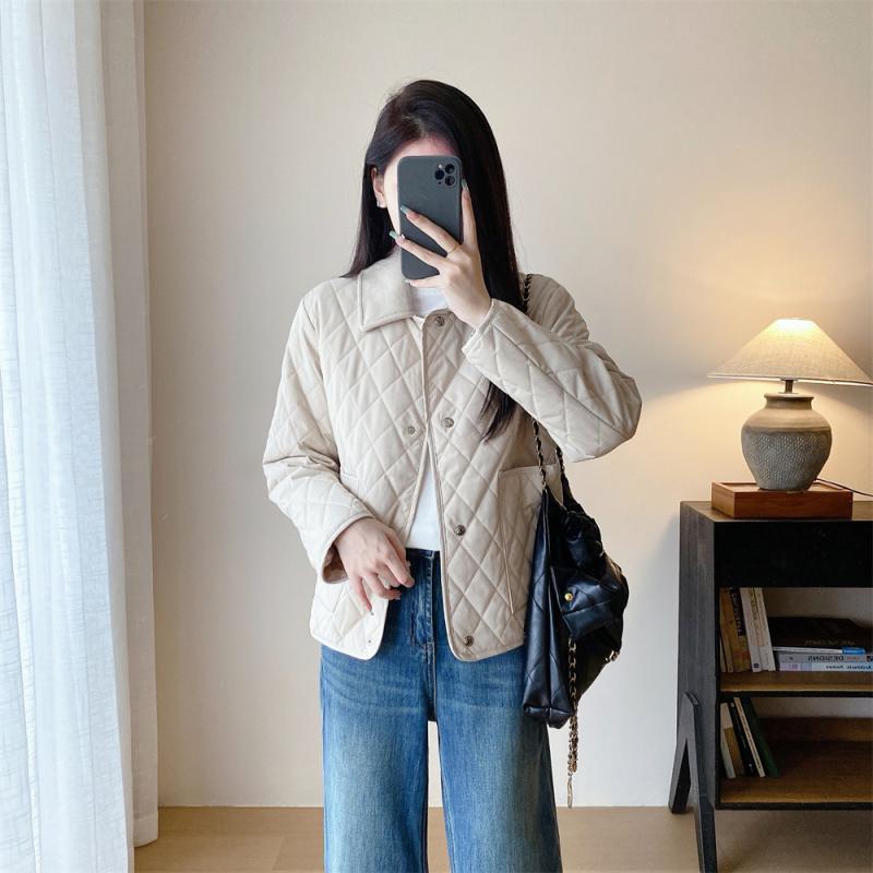コート 女性用 秋冬 保暖 羊毛 ミックス ポロカラー シングルブレスト ダイヤモンド チェック 切り替え ポケット アシンメトリー ミックスカラーリング 雪ニール ストレッチ 綿 混紡 中厚 ロングスリーブ ミドル丈 カジュアル スタイル 軽量 暖か