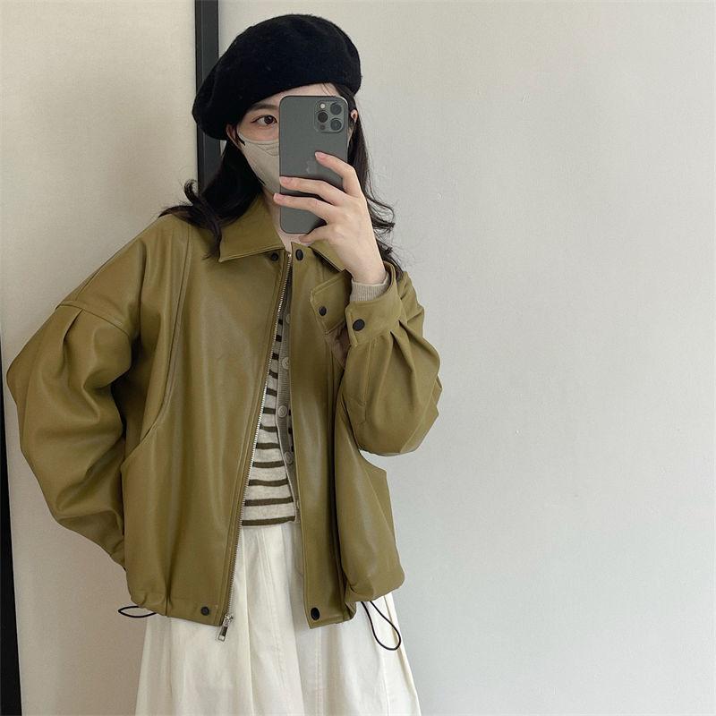 レディース 上衣 緑 春夏 ?? PUなめし革 返り咲き 下げ翼ハラ シングル乳ぶさ 長袖 真っただ中丈 都市風 通い用 人となり 衣嚢 うつり変わり 伸縮性 軽さ 吸湿速乾 商行為心地好い 厚地の外套 トップス トップ トップス-レディースファッション-その他
