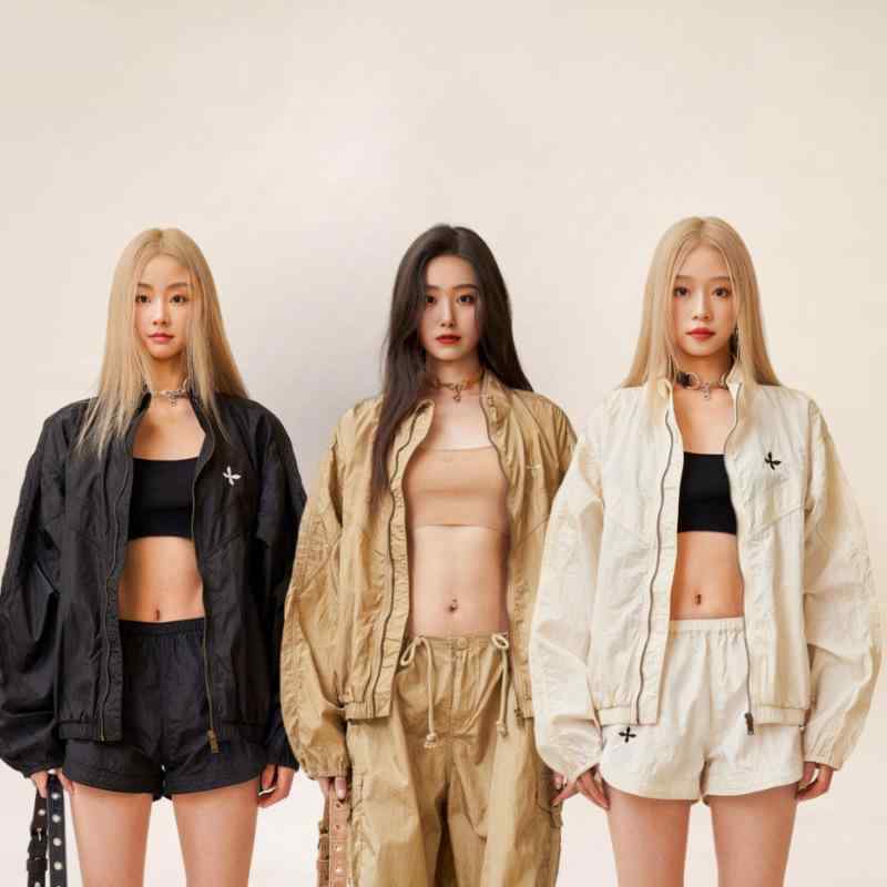 レディース ジャケット 長袖 立領 トレーナー 外套 ストリートファッション トレンド 女性用 ストリートスタイル 潮流風 ゆったりシルエット 刺繍加工 春 ミッドウェイト ナイロン素材 単色 ジップアップ ライトブラック ゴールド ミルクホワイト 長袖