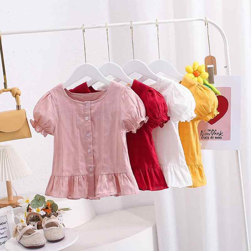 女児 シャツ 女の子 子供服 春夏 夏服 短袖 ラウンドネック 綿100% 柔らかい ピンク イエロー 赤 ホワイト かわいい 普段使い 通学 3～7歳 90～130cm 接触冷感 吸湿速乾 軽量