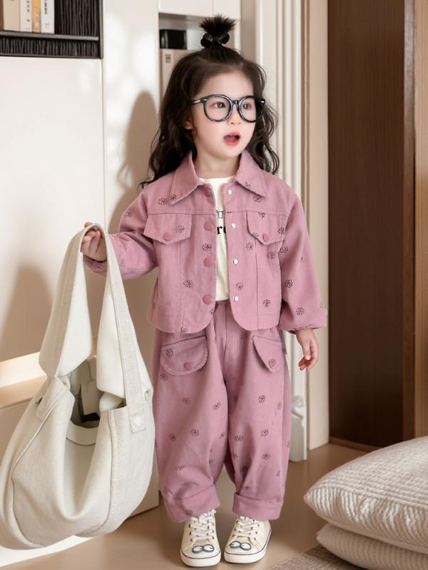 女の子 春秋 トップス セット 長袖 シャツ 長ズボン 綿 柔らかい 素材 ピンク ベージュ カジュアル 韓国風 3-8歳 子供服 セット トップス シャツ ズボン セット 普段使い 伸縮性 吸湿 速乾 普通厚 無地 潮感 セットアップ 女児 春秋 コー