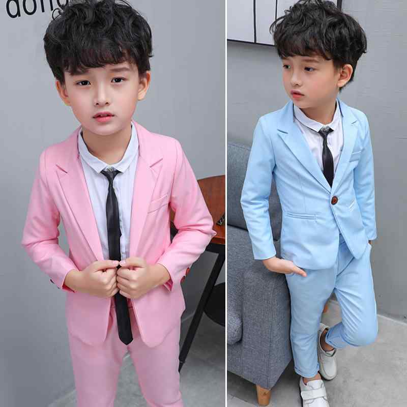 男の子 西装 セット 子供服 修身 礼服 長袖 長ズボン 綿素材 春秋 ピンク ブルー ホワイト 英倫スタイル 潮 純色 抽象柄 酵素洗 普通厚 セットアップ フォーマル 3-8歳 中小童 通学 イベント 普段使い 伸縮性 快適 ベーシック