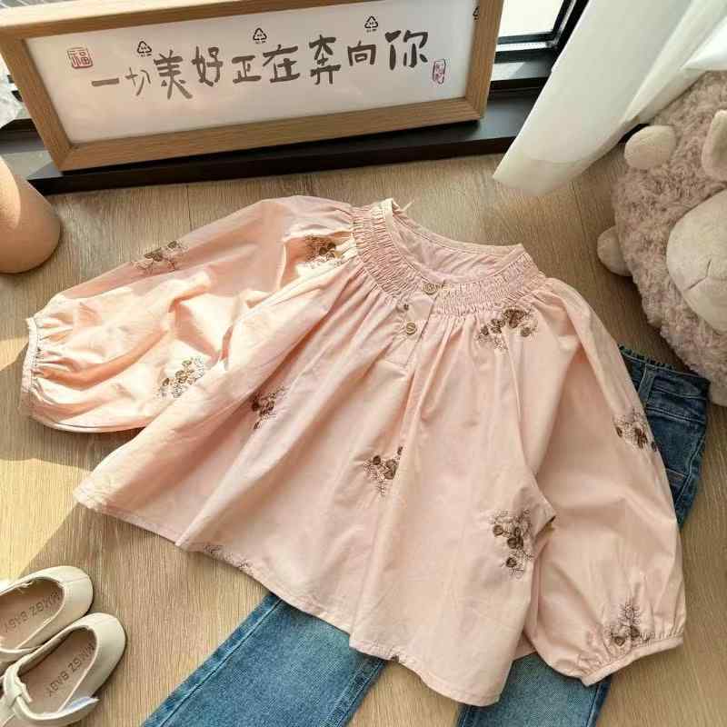 女の子 子供服 秋冬 セット トップス 長袖 シャツ 綿素材 柔軟 牛仔パンツ 長ズボン 森ガール スタイル 韓国風 潮范 3～8歳 90～140cm 身長対応 日常使い カジュアル セットアップ 普通厚 かわいい 柄 無地 組み合わせ 女児 洋服 春秋