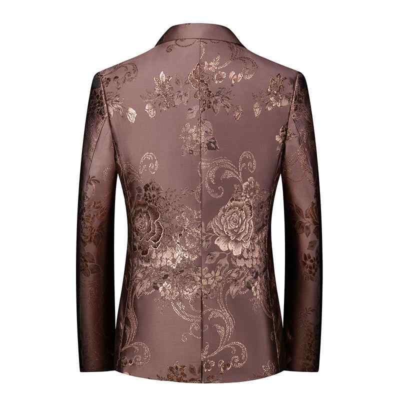 メンズ スーツ ジャケット 修身 花柄 礼服 ビジネス 休? シングルブレスト 英?スタイル 植物 花卉 プリント コットン 混紡 醋酸繊維 免? 耐摩耗 洗濯機可 修身型 スーツカラー ノッチラペル 中長丈 七分袖 丸み下? 後中スリット サイドポケッ