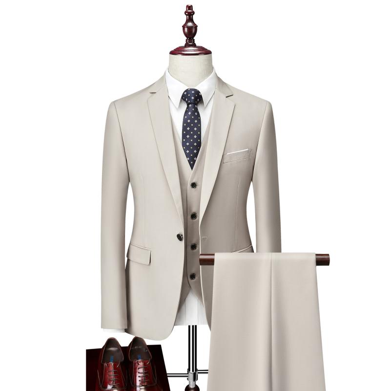 メンズ 西装 セット ビジネス スーツ 礼服 ジャケット ズボン ベスト 修身型 シングルブレスト 一粒ボタン 平領 後ろ中開き コットン混紡 酢酸繊維 メンズビジネスカジュアル メンズフォーマルウェア 通勤用 結婚式用 金属装飾 軽量 伸縮性 赤 黄色