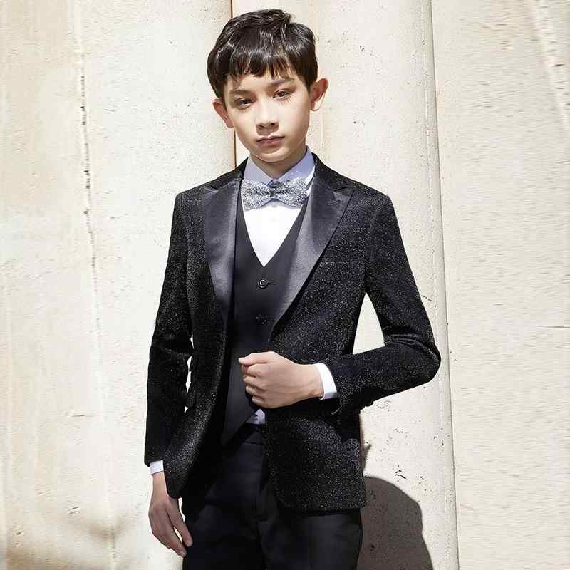 お坊っちゃん 礼服 仕掛ける 英倫表現スタイル 長袖 長丈 黒 三点仕掛ける 立襟 単排名取り草 ??原料品 ポリエステル 混紡 決まり切った奥ふかさ 無地 潮范 電子素子 中小童 中大大きさ 3～8歳 100～140糎 夏 冬 春 秋 通年 フォーマル 背広 上衣 より良い パ