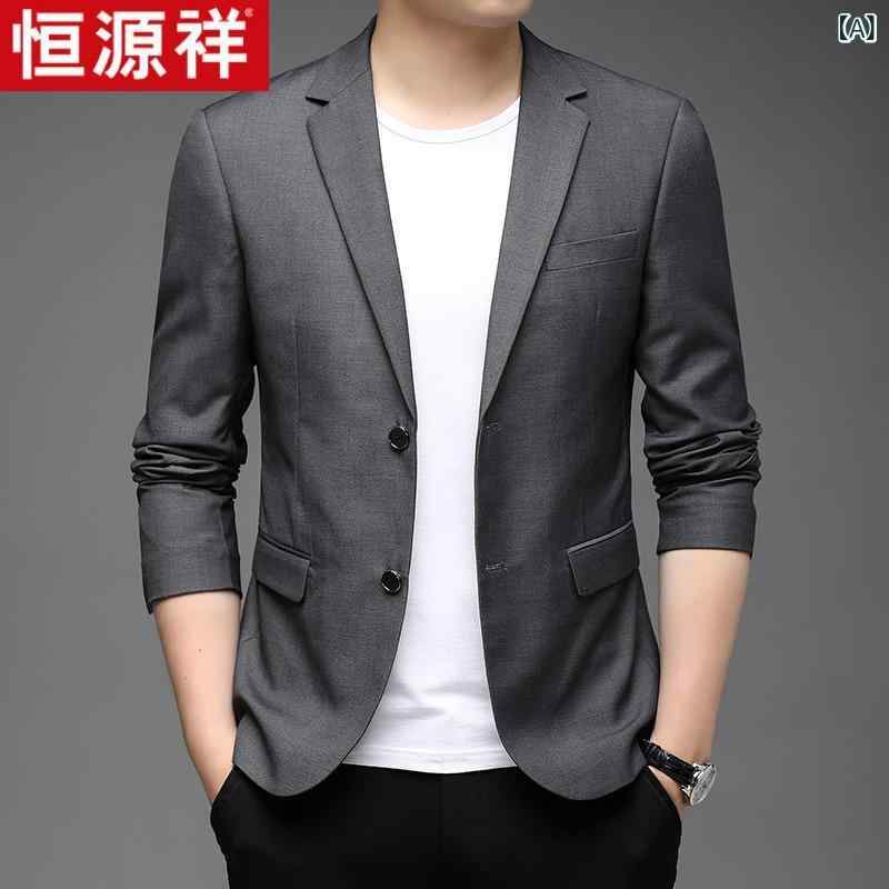 メンズ ジャケット 春秋 コート 男性用 スーツ トップス 修身 直筒型 中長丈 麻混 30% グレー パープル ワインレッド ネイビー ダークブルー ダブルブレスト フラットカラー 後ろスリット 軽量 通勤 カジュアル 普段使い 伸縮性 吸湿速乾 高級