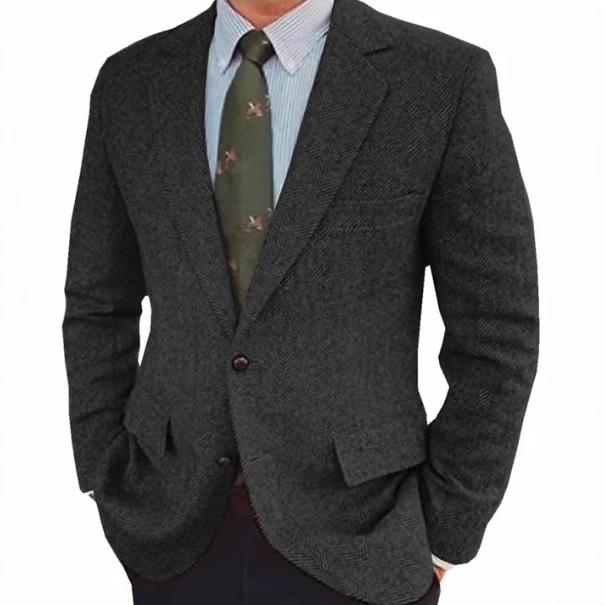 メンズ ビジネス スーツ ジャケット Vネック 修身 長袖 単排 後中開・楷 透気 ポリエステル 含?繊維 ライニング リネン ブラウン ブラック アーミーグリーン コーヒー ダークグレー レッド ワインレッド 春 クラシック ビジネスカジュアル フォーマ