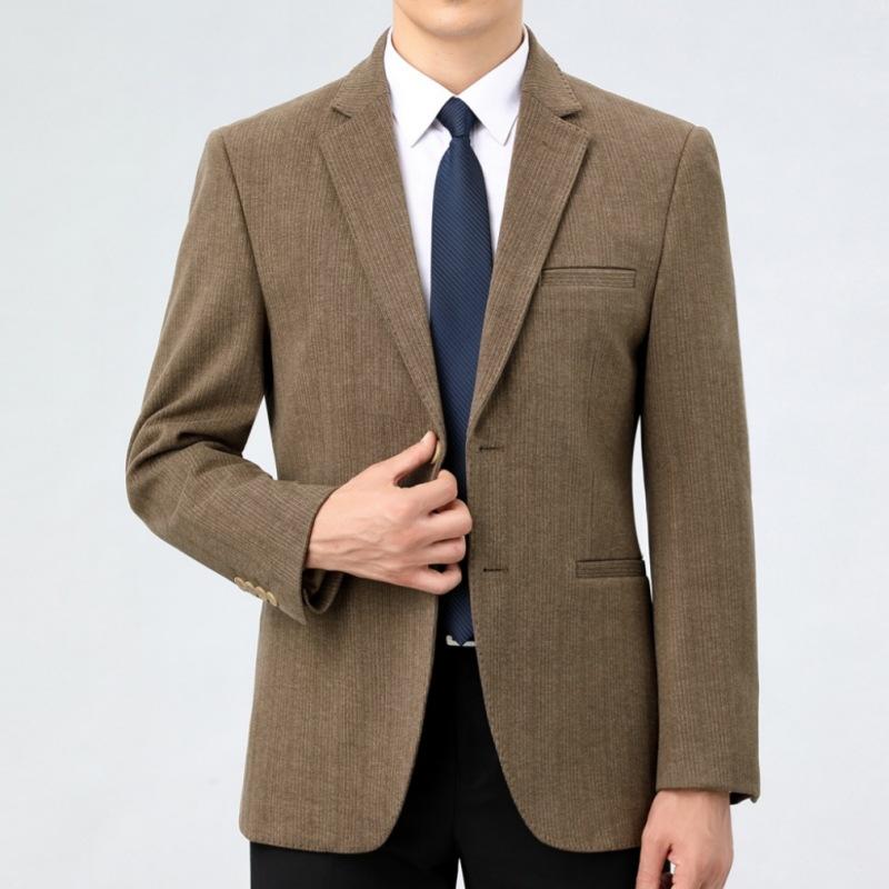 メンズ 秋冬 ウール ジャケット ビジネス スーツ コート 中年 男性用 長袖 直筒 シングルブレスト 免燻 純色 ・柑其 宴会 普段使い 軽量 吸湿速乾 長袖 コート ビジネスカジュアル 紳士 スタイル コットン 混紡 ポリエステル 裏地 長袖 ジャケッ