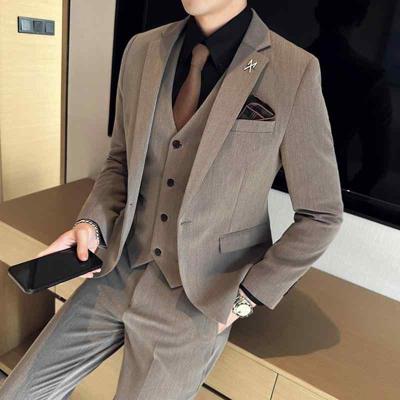 メンズ 西装 セット ビジネス スーツ 礼服 ジャケット コート 修身 スリムフィット セットアップ 伴郎 結婚式 宴会 フォーマル ウェディング コスチューム プレゼンター スーツ コットン ライニング 麻 素材 ライトウェイト ファブリック 平領 ダ