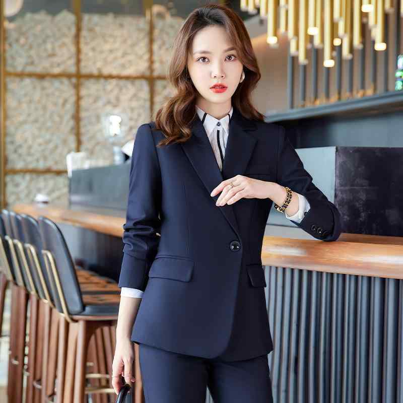 レディース スーツ セット ビジネス 女性用 ホテル マネージャー 仕事着 ジャケット パンツ スカート 秋冬 長袖 長ズボン ポリエステル 粘着繊維 ブラック ネイビー グレー 伸縮性 フォーマル サイズ展開 気品 プロフェッショナル 着こなし